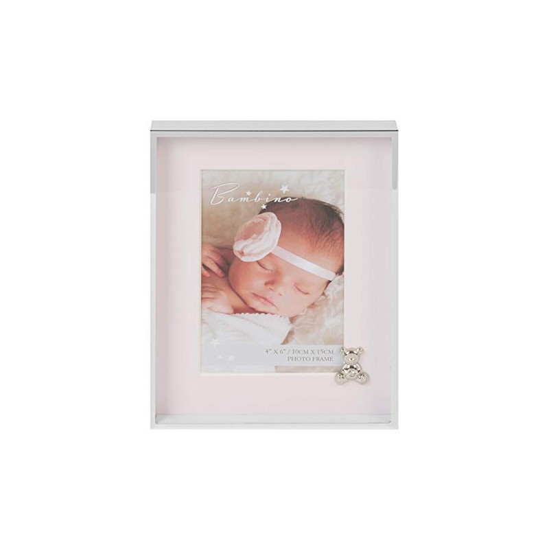 Bambino Silver Plated Photo Frame with Pink Mount 4" x