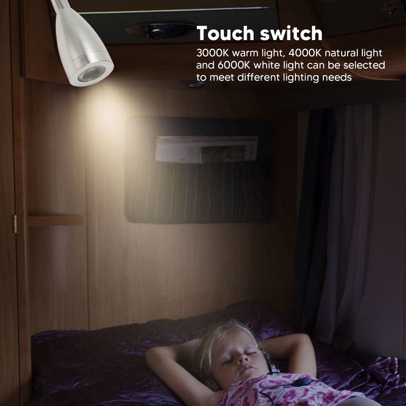 LED Wall Mounted Reading Light Touch Control 3 Color Temperature