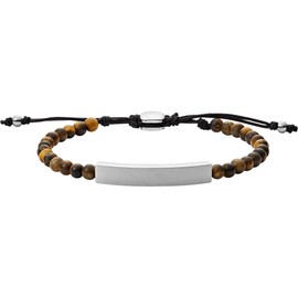 Fossil Vintage Casual Men's Semi Precious Stone or Stainless Steel Bracelet with Slider Clasp, Fabric, No Gemstone