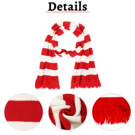 SINSEN Christmas Red White Scarf Striped Knit Candy Cane Scarf Long Scarves for Women Men Fall Winter Warm