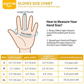 AOTOW Children's Winter Warm Running Gloves Touchscreen Thermal Cycling Gloves Children's Gloves Non-Slip Sports Gloves Windproof Winter Gloves with Fleece Lining for Running Cycling Hiking