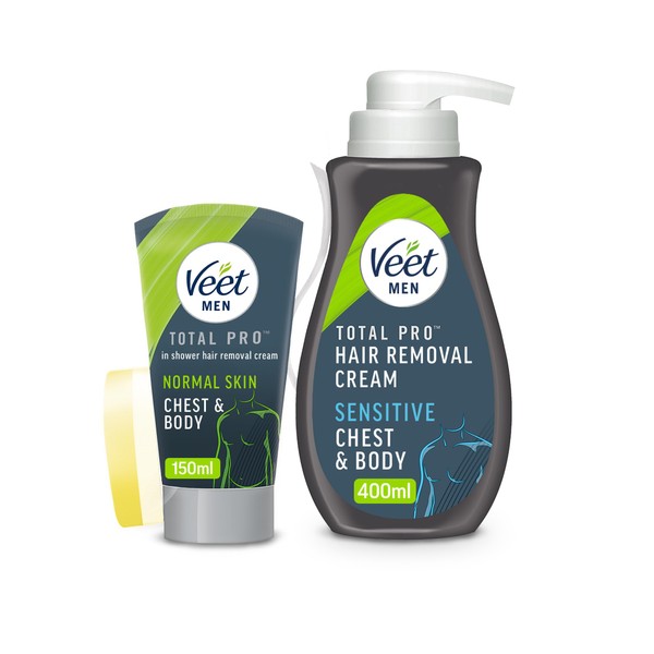 Veet Men Hair Removal Cream - 400ml Pump - 150ml in-Shower Cream