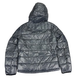 CLUB ROOM Charcoal Gray Chevron Quilted Hooded Ultra Loft Puffer Jacket Large