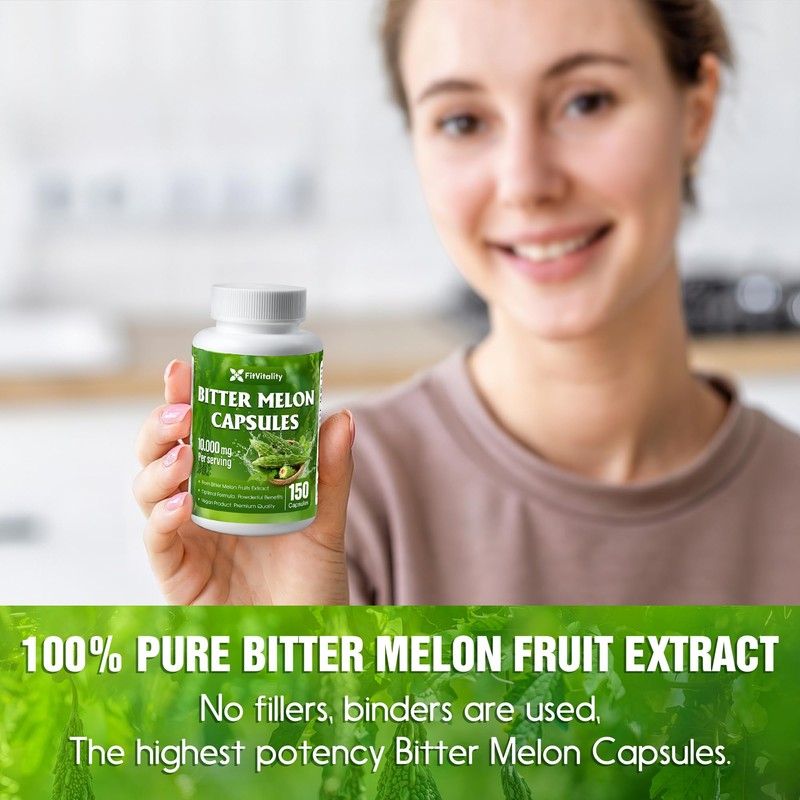 Bitter Melon Capsules| 150 Vegan Capsules| 150 Days Supply| 10,000mg