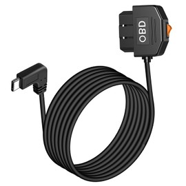 MISYNLON OBD OBD2 Hardwire Kit Stromkabel für Dash-Kamera mit USB Typ C 12-36V bis 5V 3A, Niederspannungsschutz 24h Parküberwachung/Acc-Modus mit Schalter für GPS,Radar-3,5M (90Grad USB C)