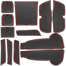Cup Holder Insert Mats for WRX Accessories 2022 2023 2024 2025 Non-Slip Anti Dust Center Console Shifter Liners Pads Trim Door Slot Mats for WRX Base/Premium/Limited/GT 12Pcs Set, 6MT (Red Trim)