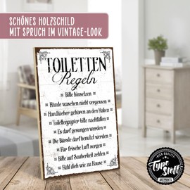 TypeStoff HS-00200 Wooden Sign with Saying - Toilet Rules - Vintage Look with Quote as Gift and Decoration on the Theme Toilet, Toilet, Pipibox