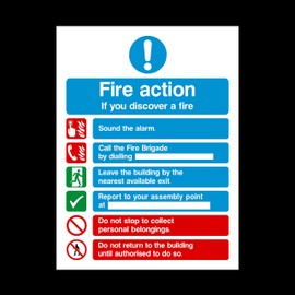 Fire Action Sign - (A5) 150mm x 210mm - Plastic Sign (FA99)