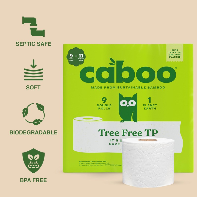 Caboo Tree Free Toilet Paper, Septic Safe Bath Tissue, Quick