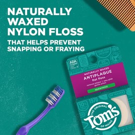Tom's of Maine Natural Antiplaque Flat Floss, Waxed, Spearmint, 32 yards