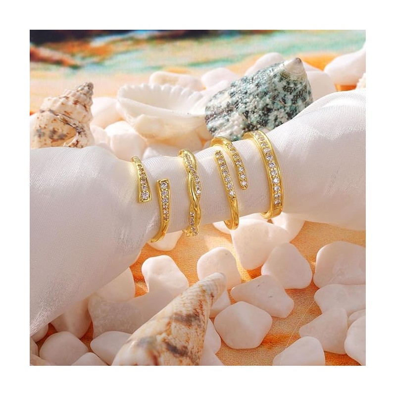 Inlaid Zircon Toe Rings for Women Solid Adjustable Foot Rings