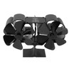 Double Heads Fireplace Fan 6 Blades Thermal Power Black Stove