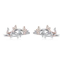 StoryMidir Axolotl Earrings Cute Sleep Axolotl Stud Earrings for Women 925 Sterling Silver Animal Pendant Mexican Axolotls Jewelry Mothers Day Gifts