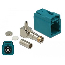 Delock FAKRA Z Female 90° for Crimping, Brass, Turquois, Computer/SMA/HF