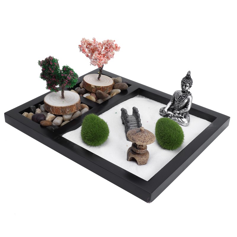 Zen Garden Sand Table Buddha Statue Sandbox Japanese Style Desktop