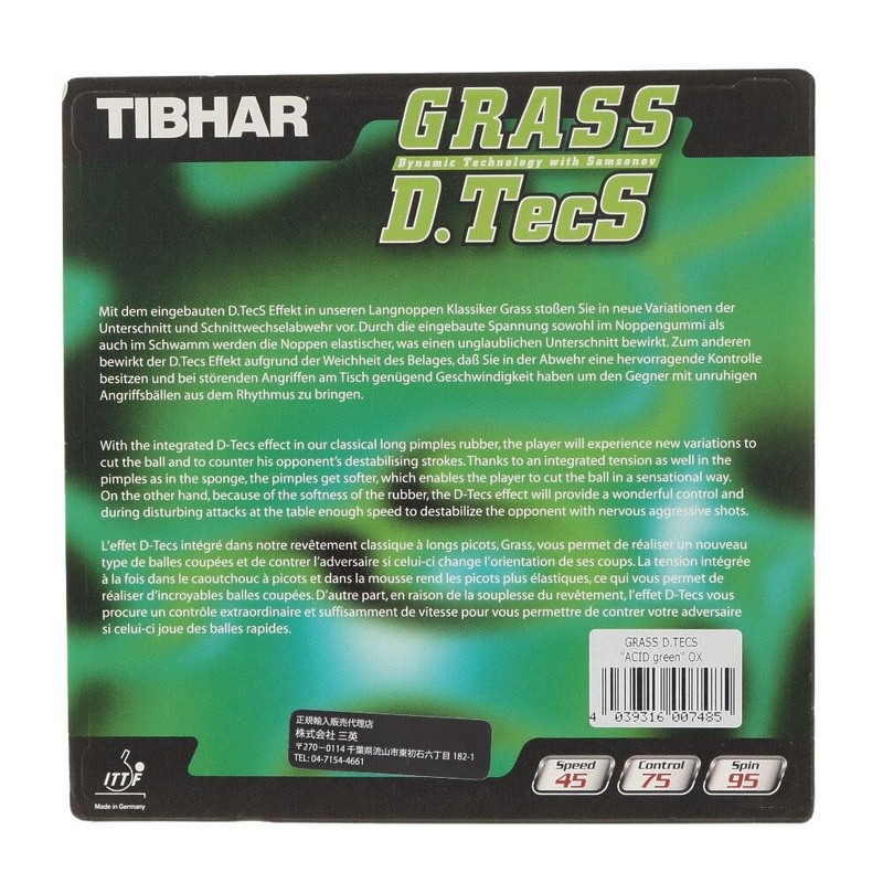 Tibhar D.Tecs Grass Rubber 0.9 mm Green