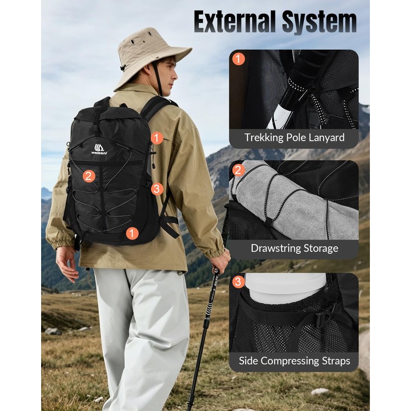 Outplea 35L Waterproof Hiking Backpack with Chest Strap for Men