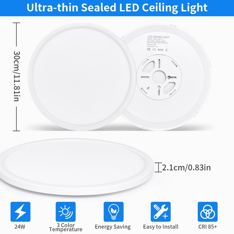 MOONSEA 24 W LED Ceiling Light Flat, 3 Colours, 3000