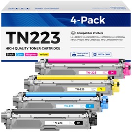 TN223 Toner Cartridge Set 4-Pack Replacement for Brother TN-223 TN227 Compatible with Color HL-L3270CDW HL-L3210CW MFC-L3770CDW HL-L3290CDW MFC-L3750CDW L3710CW HL-L3230CDW L3230CDN Printer Ink Black