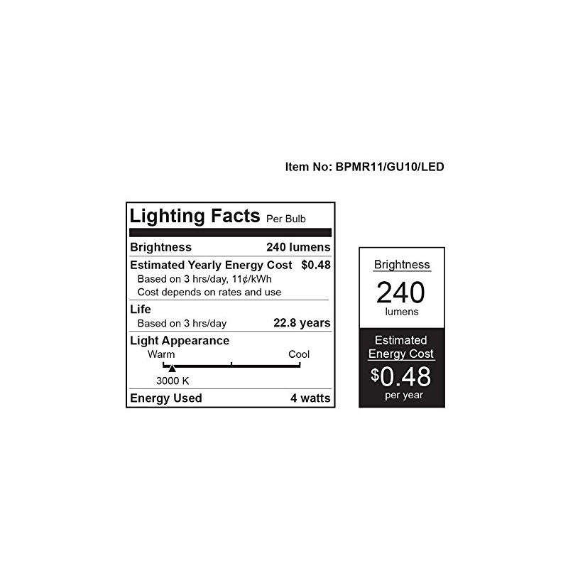 Feit BPMR11/GU10/LED 25W Equivalent Mr11 Gu10 Base LED Light
