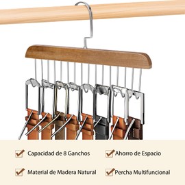 NEWHEY Colgador de cinturón para Armario, Resistente Soporte para cinturón, Accesorios de Armario con 8 Ganchos, Organizador de cinturón para organizadores de Armario y Almacenamiento, Paquete de 3