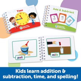 Learning Resources Skill Builders! First Grade Flipbook Library - Early Math and Spelling Activities for Kids, Time Skills, Classroom Must Haves, Montessori Teacher Supplies, Gifts for Boys and Girls