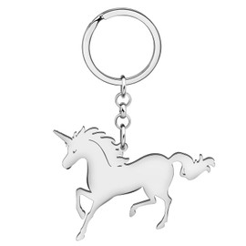 YINYA Stainless Steel Unicorn Keychain Jewelry Gifts for Women Girls Wallet Backpack Keyring Accessories Party Favors Charms (Silver Plated C)