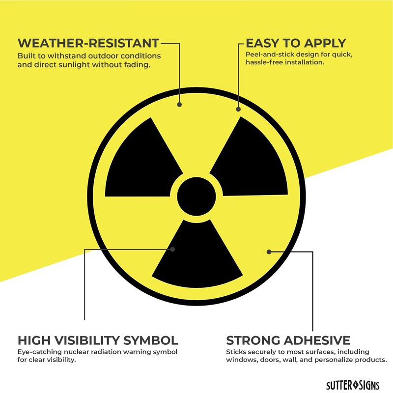 Nuclear Radiation Warning Symbol Stickers - Individually Die-Cut - 3-Inch