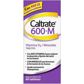 Caltrate 600M Suplemento Multivitamínico De Calcio, con Vitamina D y Minerales, 600 mg, 60 Tabletas