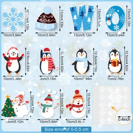 Marspark 68 Pieces Winter Classroom Bulletin Border Decoration Penguin Cutouts Snowflake Snowman Gloves Hat Hello for Christmas Home Decor (Snowman)