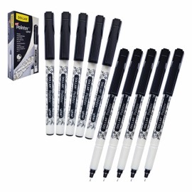Fineliner Pens, BLACK, Ultra Fine Felt Point (0.3mm), Pack of 10, VAI-WOW Artist Fine Line Pens, Drawing Sketching Writing, iVAIDEX Black Ball Pen