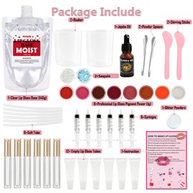 TSVATE Lip Gloss Making Kit, Lip Gloss Kit, Diy Lipgloss Set, Fun Make Your Own Lipgloss Kids Lip Gloss for Girls, Women, Moisturizing Lip Gloss Base, Jojoba Oil, Tubes, Gift for Her