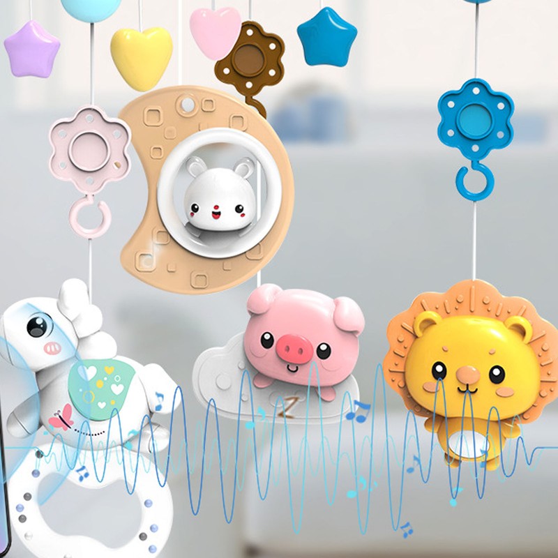 Hanging Rotating Rattles Remote Control Baby Musical Crib Mobile Projector