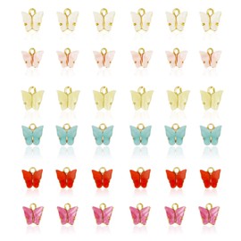 36Pcs Butterfly Charms, BetterJonny 6 Colors Gold Plated Butterfly Pendants for Necklace Bracelet Earrings DIY Jewelry Making