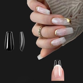 Uñas postizas de gel Almendra Forma Media Uñas de verano, 150Pzs Uñas postizas blandas preformadas transparentes para uñas postizas de gel Esmalte de 