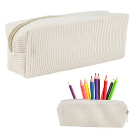 Aesthetic Case, Pencil Case Girls Corduroy Pencil Case Adult Corduroy Fabric Kalidi Pencil Case Flowers Corduroy Fabric Pencil Case Adult Pencil Case, cream, Korean Version