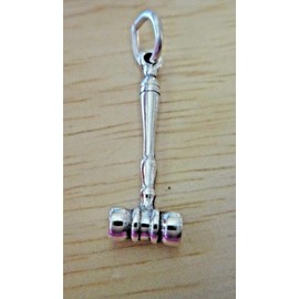 Wholesale Charms Sterling Silver 3D 21x7mm Legal Judge's Justice Gavel Croquet mallet Charm