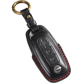 [smasol] New Serena C28 Lukes B4 Late X-Trail Key Cover Genuine Leather Nissan Sakura Key Case Smart Key Case Nissan Aria New Key Cover Key Shell 2022, Black (3D) / 4 Button Type A