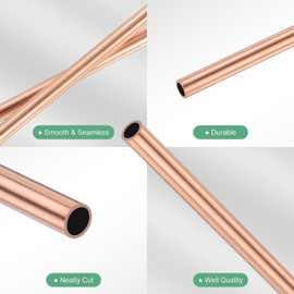 M METERXITY 1-Pack 330mm Copper Round Tube, 5mm OD 0.5mm Wall Thickness Copper Seamless Tubing for Construction/Machining/DIY Crafting, Metal Straight Pipe [0.2x0.02x13IN]