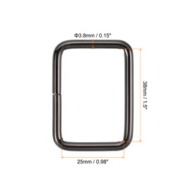 uxcell 10Pcs Metal Rectangle Ring, 1 1/2 x 1 Inch Metal Rectangular Buckle Webbing Strap Fastener for Bag Belt DIY Accessories, Metallic Black