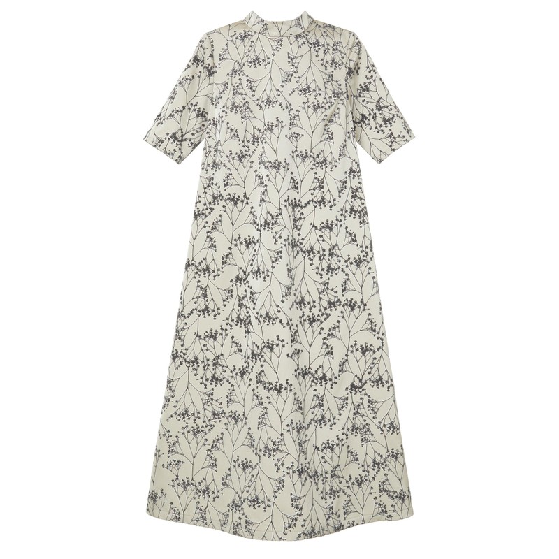Sun Planning Pattern Pattern High Neck Long Dress 7005