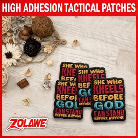 Zolawe She Who Kneels Before God Patch, Sew On Iron On Bible Verse Quote Embroidery Patches for Clothes Backpacks Hats Jeans Bags, Embroidered Patches, Jesus Patch, DIY Iron On Patch for Christian
