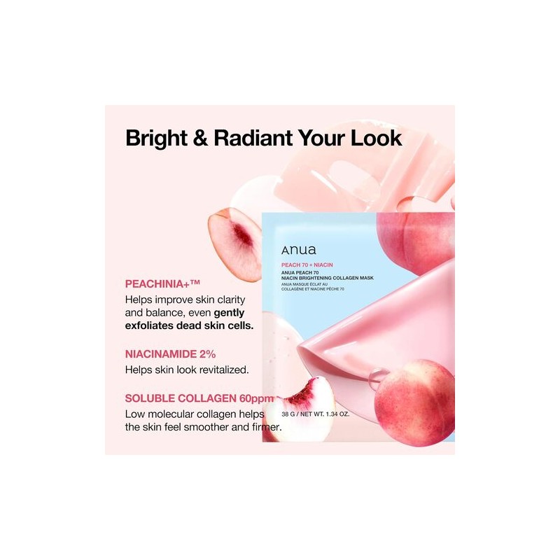 Anua [Anua]Peach 70 Niacin Brightening Collagen Mask (4ea)