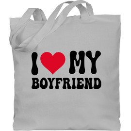 Baumwolltasche - Pärchen - Taschen - I love my boyfriend I Valentinstag Geschenke für Partnerin Weihnachten Geschenk Freundin Geschenke Partnerin Geschenkideen Geburtstag I Liebesgeschenk - Unisize