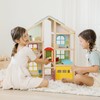Melissa & Doug Wooden Hi-Rise Dollhouse with 15 Furniture Pieces,