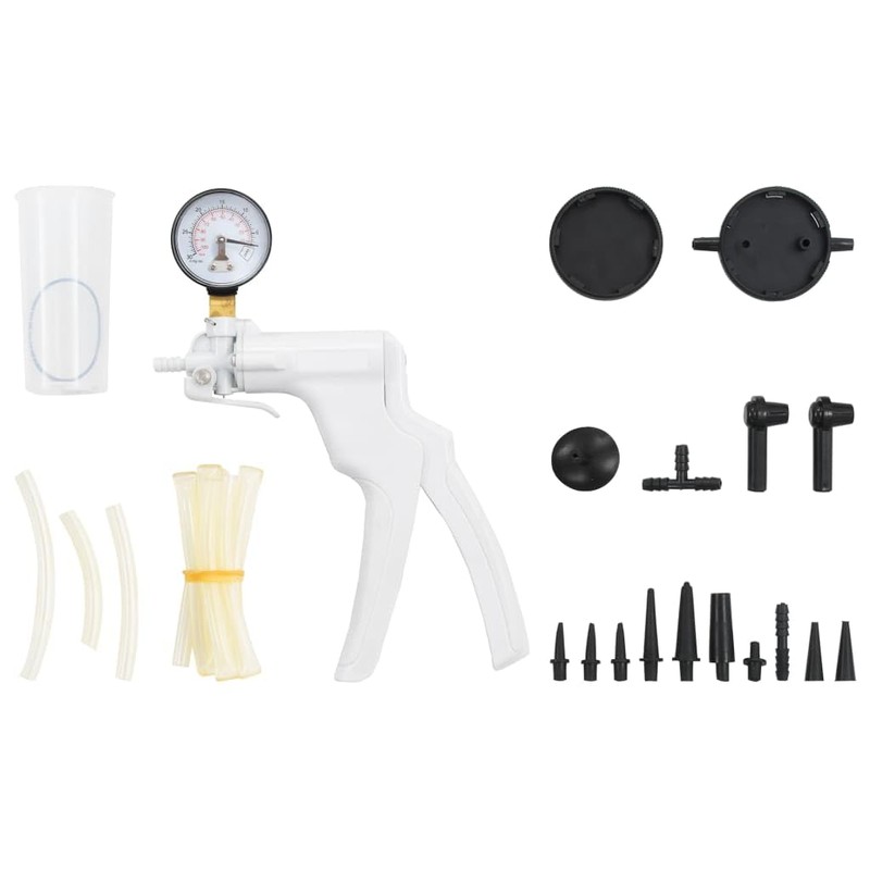 vidaXL Bremsentlüfter Hand Vakuumpumpe Set mit Schläuchen Adaptern Anschlüssen Vakuum