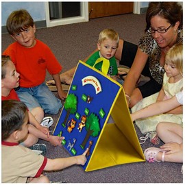 Topwon Felt Board for Kids, Folding Flannel Playboard Preschool Toddler Stories Boards, Animal Story Learning Double-Side Stand Flannel Board (Including Animal Felt)