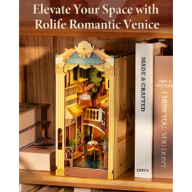 Rolife DIY Book Nook Kits for Adults 3D Wooden Puzzle-Bookshelf Insert Booknook-Miniature Kit-Gifts for Boys Girls (Romantic Venice)