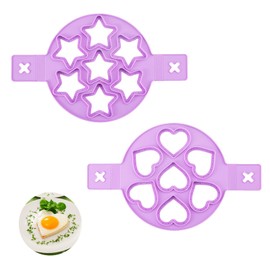 2PCS Pancake Maker Mold, 7 Cavity Star/Heart Shape Nonstick Reusable Silicone Mini Flip Pancake Maker Egg Ring Kitchen Baking Cooking Tool for Griddle Cooking
