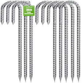 Sensylectra Ground Anchor Pegs 30 cm, Galvanised Steel Ground Anchor, Trampoline, Sturdy Tent Pegs, Ground Pegs, Camping Tent Pegs for Tents, Camping, Fence (J, 14)